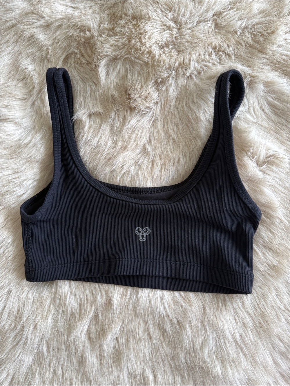 Black Ribbed Scoop Neck Bralette - Women Intimates